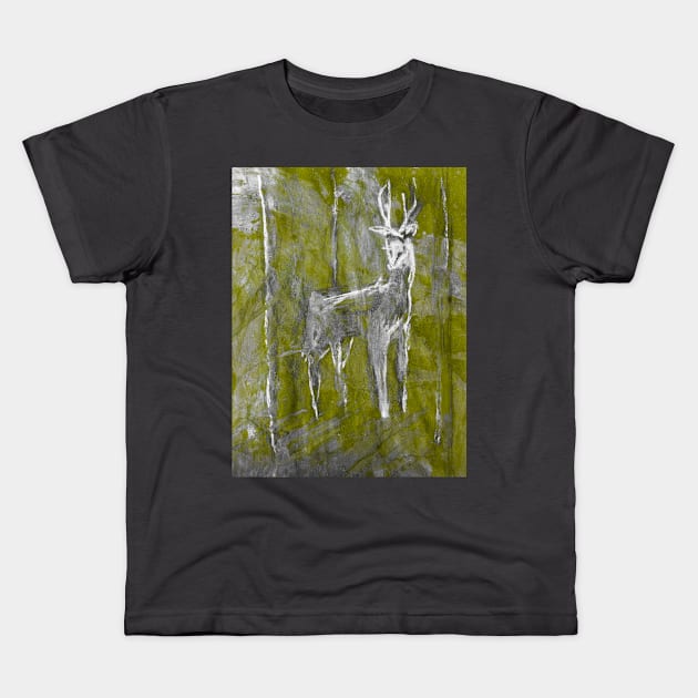 Deer in the mountains Kids T-Shirt by bunlinked